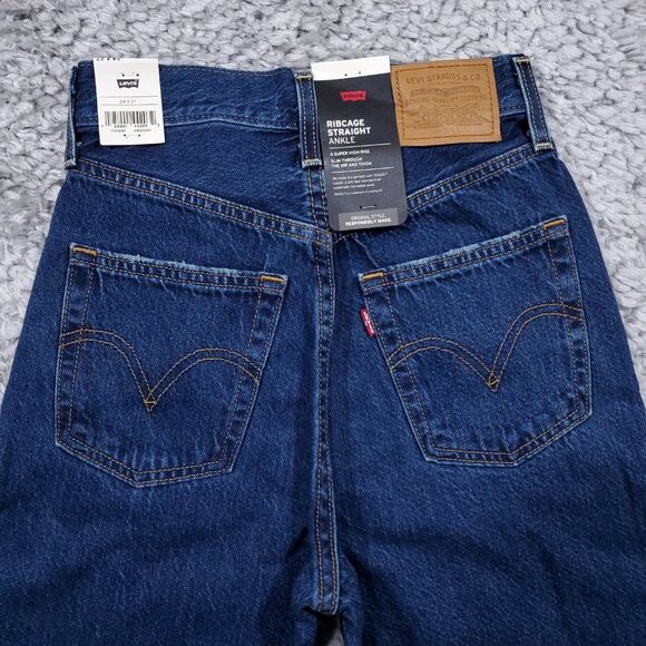 Levi's Premium Ribcage Straight Ankle Jeans Super High Rise Women's Size 24 x 27 - Picture 4 of 13